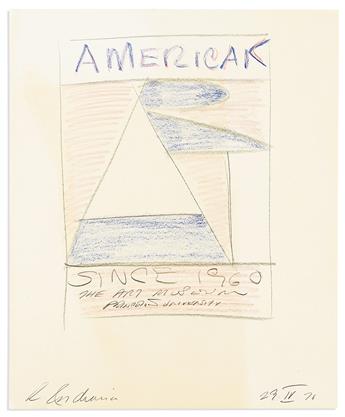 INDIANA, ROBERT. Group of 4 graphite or color pencil drawings, each dated and Signed, "R Indiana" or "R.I." in pencil, designs for post